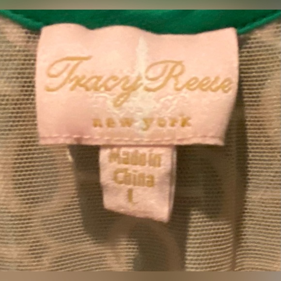 Tracy Reese Green & White Geometric Silk Strappy Dress w Button Detailing ZP1 - Picture 9 of 9